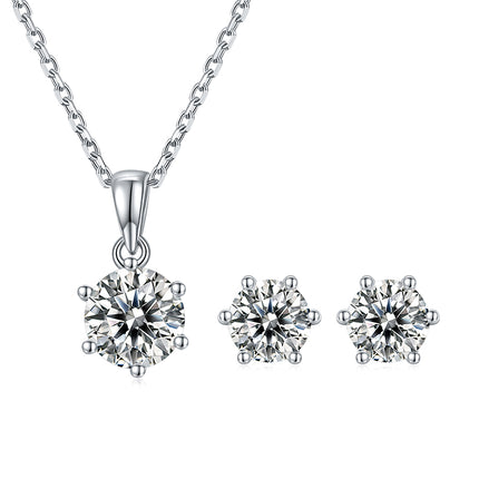 Classic Six-Claw Moissanite Dangle Stud Earring Set