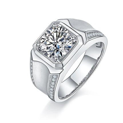 S925 Silver Moissanite Men's Ring