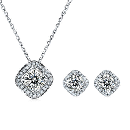 Classic Square Bezel Moissanite Drop Earring Set