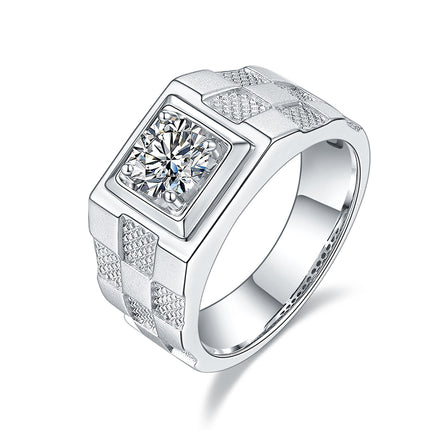 S925 Silver Moissanite Men's Ring