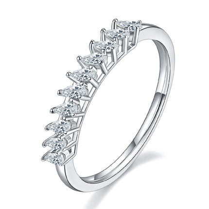 S925 Silver Teardrop Bezel Row Ring