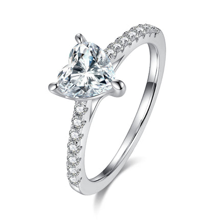 Micropaved heart-shaped moissanite ring