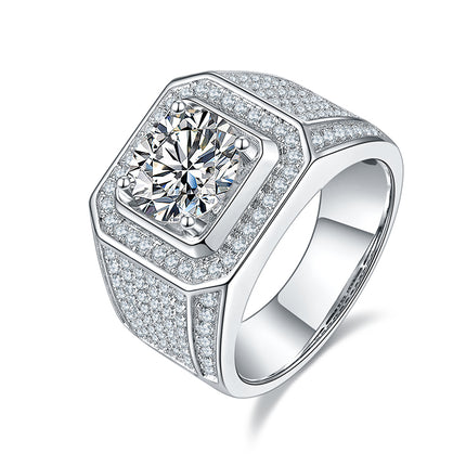 S925 Silver Moissanite Men's Ring