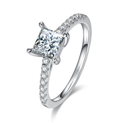 Micropaved Square Moissanite Ring