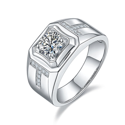 S925 Silver Moissanite Men's Ring