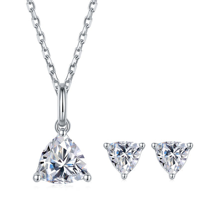 Classic Triangle Moissanite Drop Earring Set