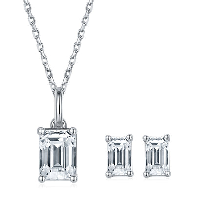 Classic Rectangular Moissanite Drop Earring Set