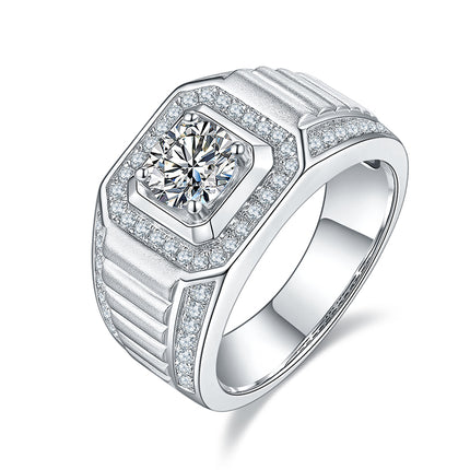 S925 Silver Moissanite Men's Ring