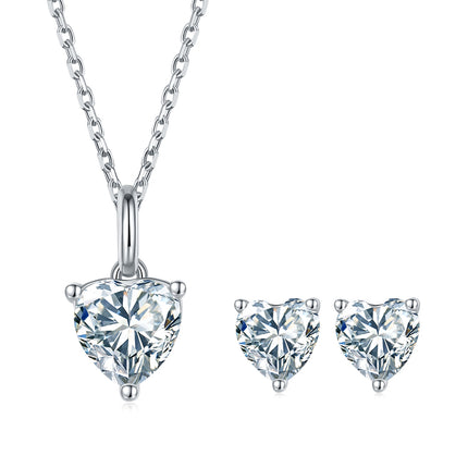 Classic Heart Moissanite Drop Earring Set