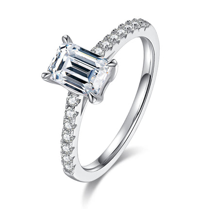 Micropaved Baguette Moissanite Ring