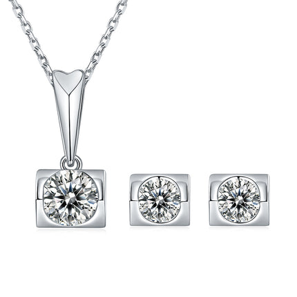 Angel Kiss Moissanite Pendant Stud Earring Set