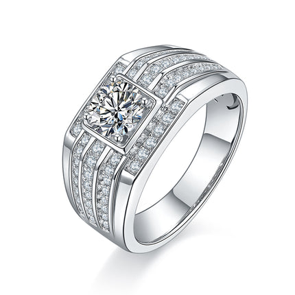 S925 Silver Moissanite Men's Ring