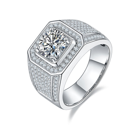 S925 Silver Moissanite Men's Ring