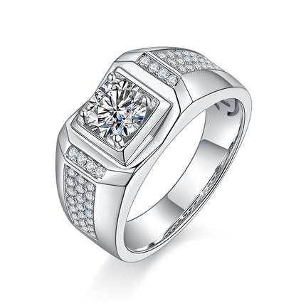 S925 Silver Moissanite Men's Ring