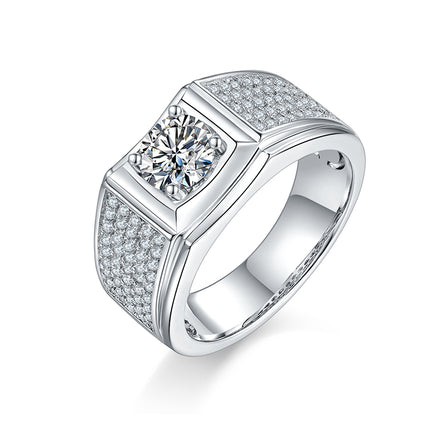 S925 Silver Moissanite Men's Ring