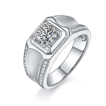 S925 Silver Moissanite Men's Ring