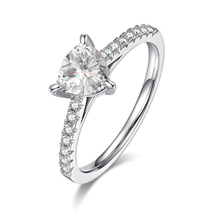 Micropaved Triangular Moissanite Ring