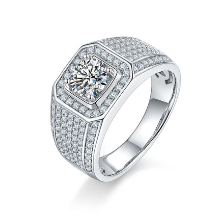 S925 Silver Moissanite Men's Ring