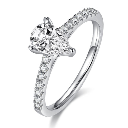 Micro-set pear-shaped moissanite ring