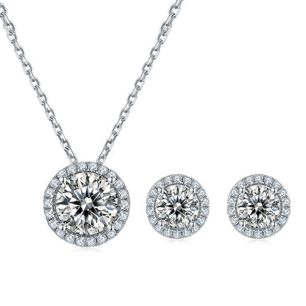 Luxury Round Moissanite Dangle Stud Earring Set