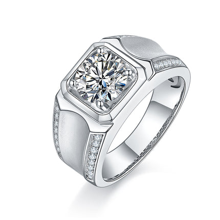 S925 Silver Moissanite Men's Ring