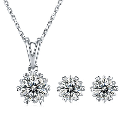 Snowflake Style Moissanite Drop Earrings Set