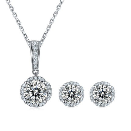 In the Mood for Love Moissanite Pendant Stud Earring Set