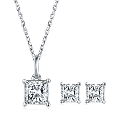 Classic Square Moissanite Drop Earring Set