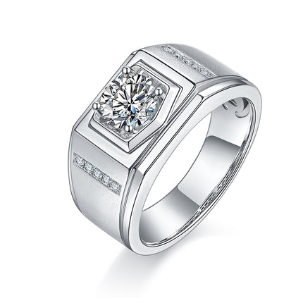 S925 Silver Moissanite Men's Ring