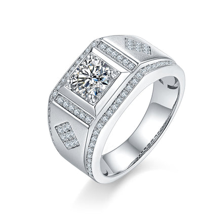 S925 Silver Moissanite Men's Ring