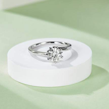 1.0ct moissanite ring S925 silver plated with 18K gold；14K/10K Gold〈M01B〉