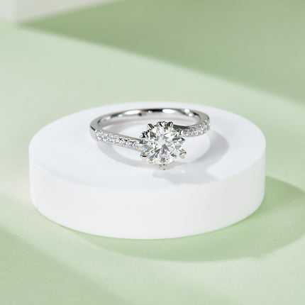 1.0ct moissanite ring S925 silver plated with 18K gold；14K/10K Gold〈M01E〉