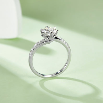 1.0ct moissanite ring S925 silver plated with 18K gold；14K/10K Gold〈M01E〉