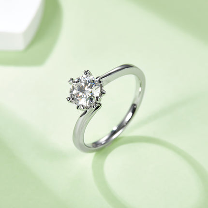 1.0ct moissanite ring S925 silver plated with 18K gold；14K/10K Gold〈M01B〉