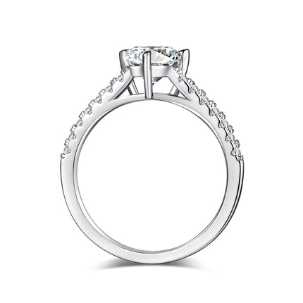 Micropaved Triangular Moissanite Ring