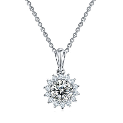 Sunflower Moissanite Pendant Stud Earring Set