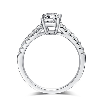 Micropaved Baguette Moissanite Ring