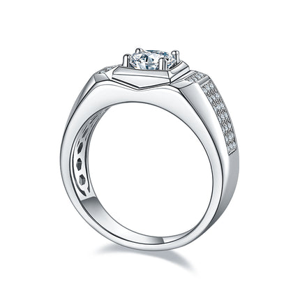 S925 Silver Moissanite Men's Ring