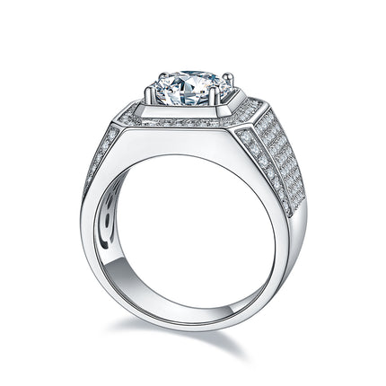 S925 Silver Moissanite Men's Ring