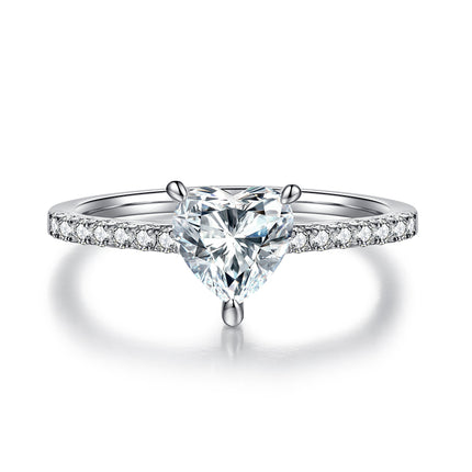 Micropaved heart-shaped moissanite ring