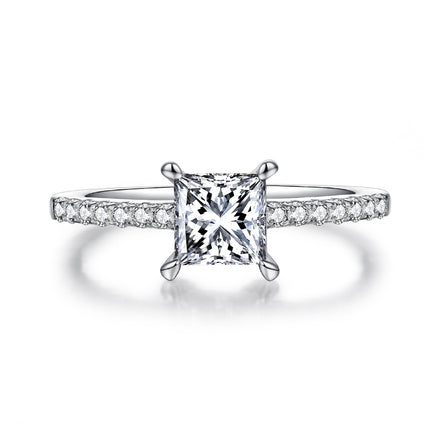 Micropaved Square Moissanite Ring