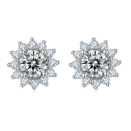 Sunflower Moissanite Pendant Stud Earring Set