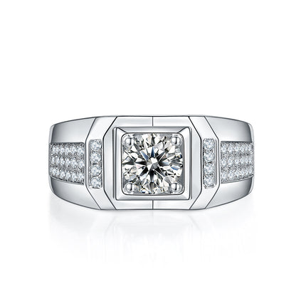 S925 Silver Moissanite Men's Ring