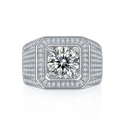 S925 Silver Moissanite Men's Ring