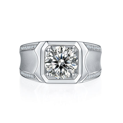 S925 Silver Moissanite Men's Ring