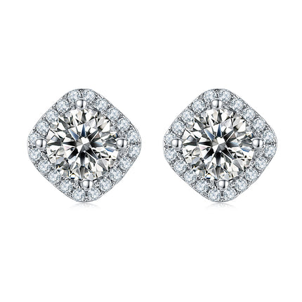 Classic Square Bezel Moissanite Drop Earring Set