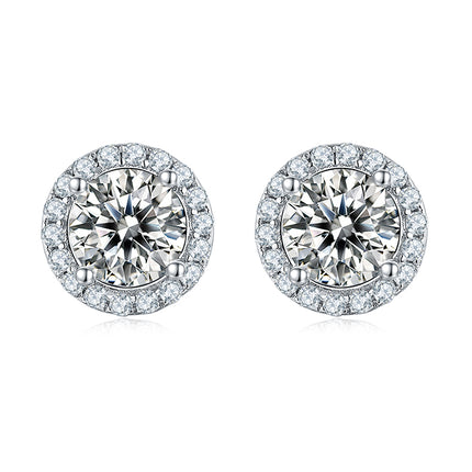 Classic Round Bezel Moissanite Drop Earring Set