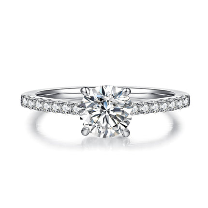 Micro Pave Round Moissanite Ladies Ring