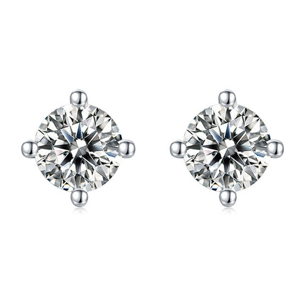 Classic Four-Claw Moissanite Dangle Stud Earring Set