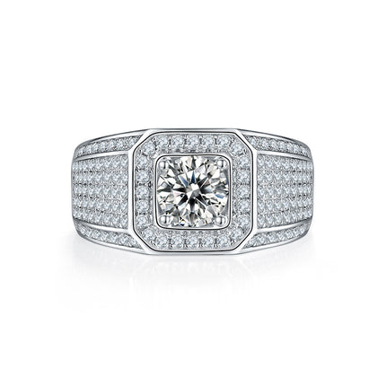 S925 Silver Moissanite Men's Ring